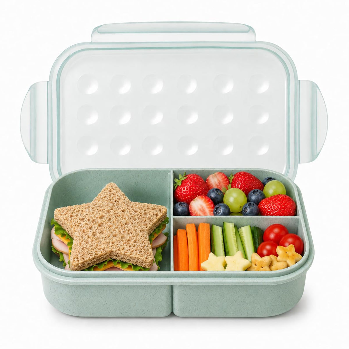 MISS BIG® Bento Lunch Box for Kids, 1150ml, 3 Compartments, Gray