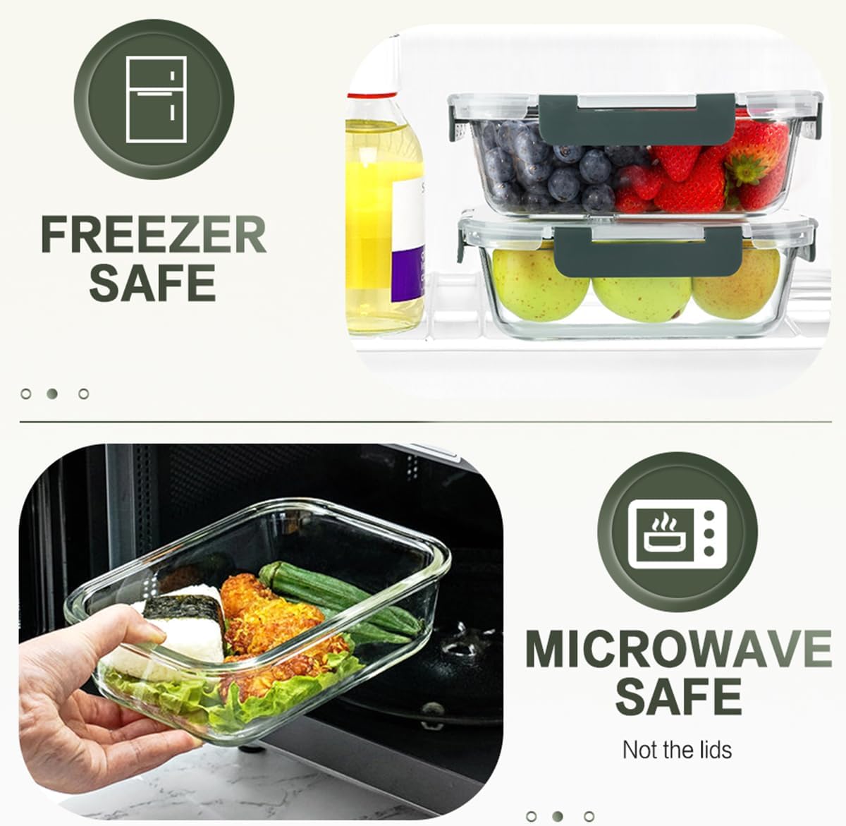 KOMUEE 10 Packs 30 oz Glass Meal Prep Containers with Lids
