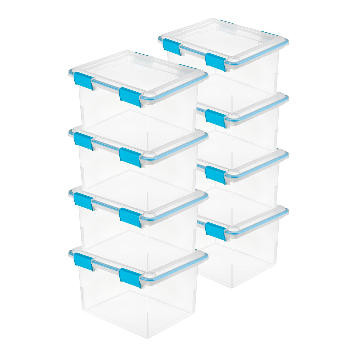 Sterilite 80 Qt Gasket Box, Stackable Storage Bin with Latching Lid and Tight Seal, Plastic Container to Organize Basement, Clear Base and Lid, 1-Pack