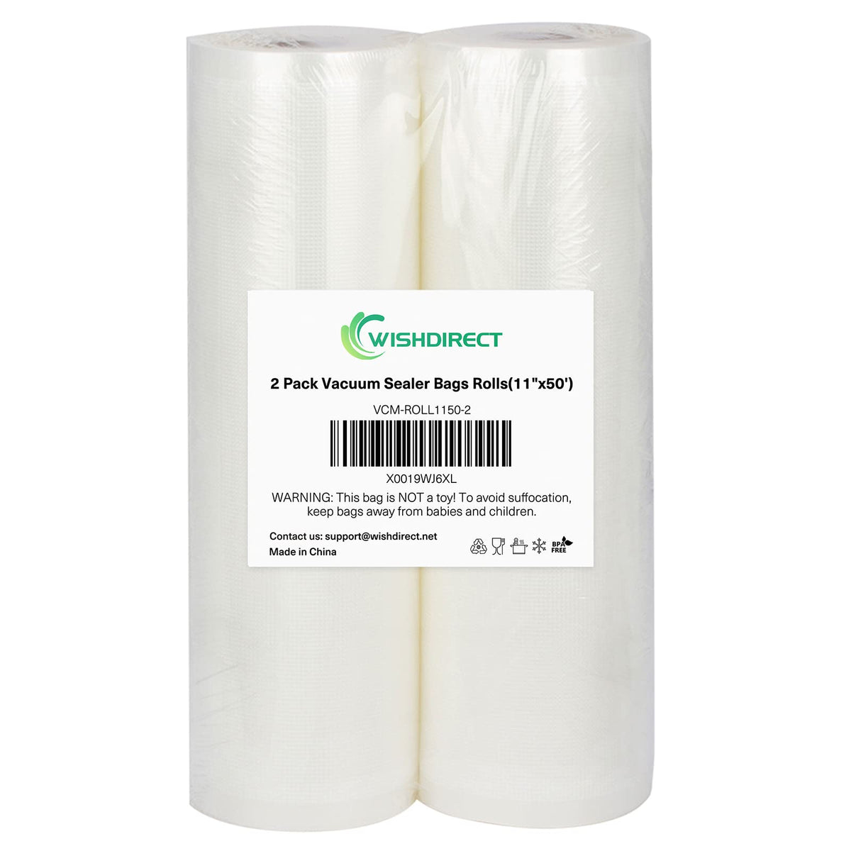 Vacuum Sealer Bags Rolls Compatible with FoodSaver 4-Pack 11" x 25' Vacuum Seal Rolls Fit Inside Machine Double-Side Embossed BPA-Free Bags for Sous Vide or Food Storage (Total 100 Feet)