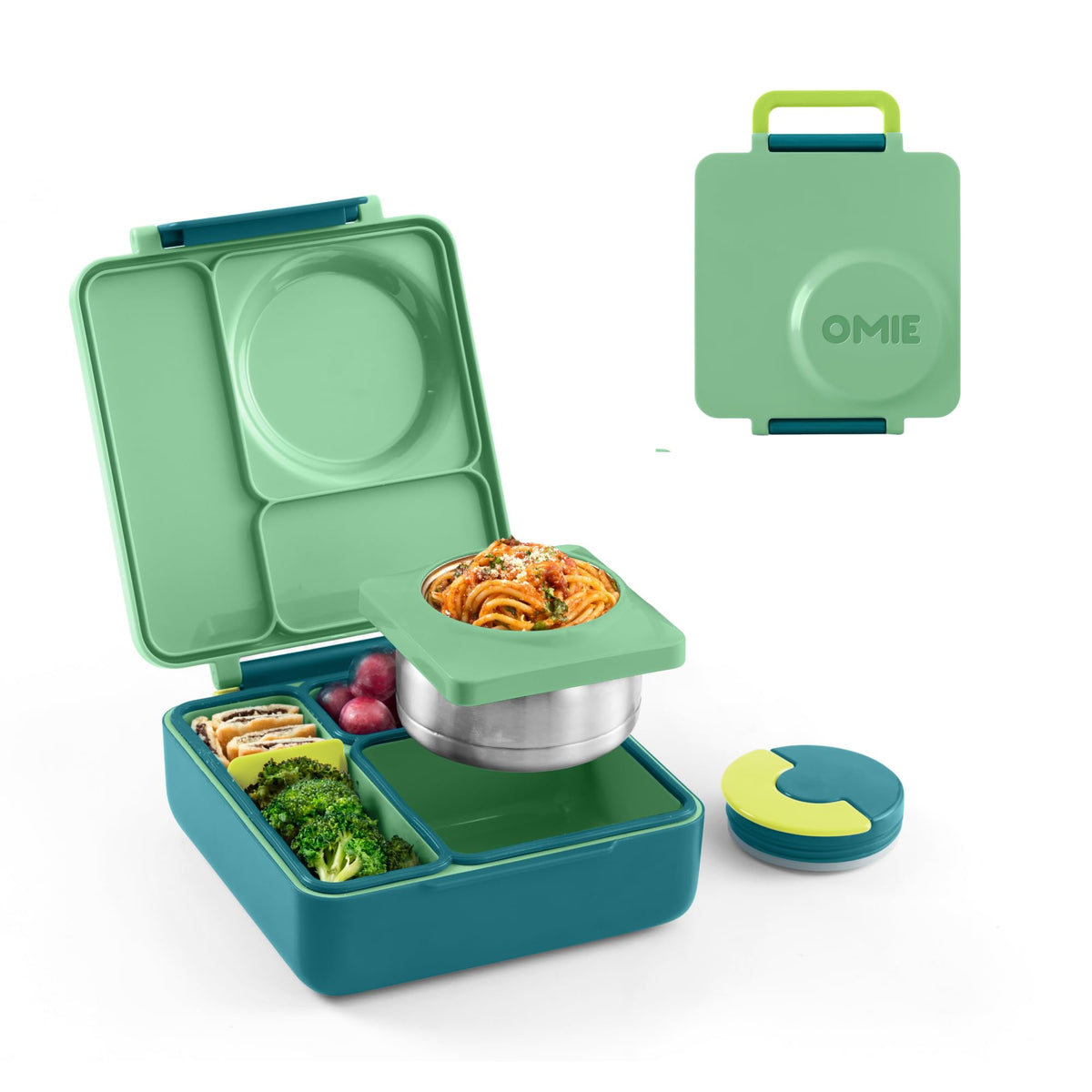 Omie OmieBox Kids Insulated Leakproof Bento Lunch Box with Food Jar (Blue Sky)