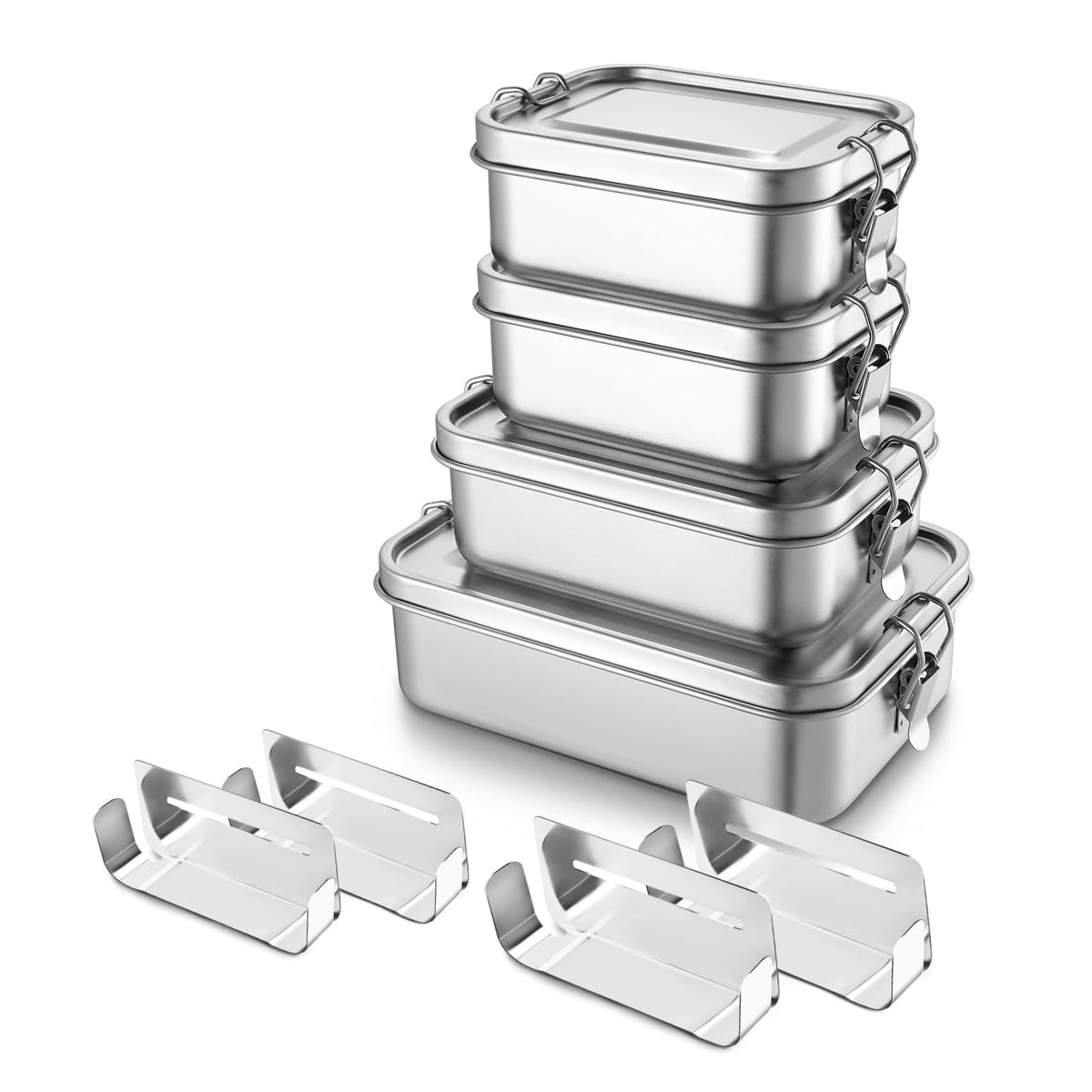 TeamFar Stainless Steel Bento Box, 3 Pack (18.6, 28 & 47oz) Metal Lunch Box