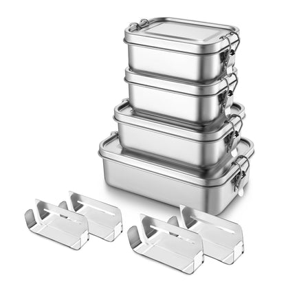 TeamFar Stainless Steel Bento Box, 3 Pack (18.6, 28 & 47oz) Metal Lunch Box