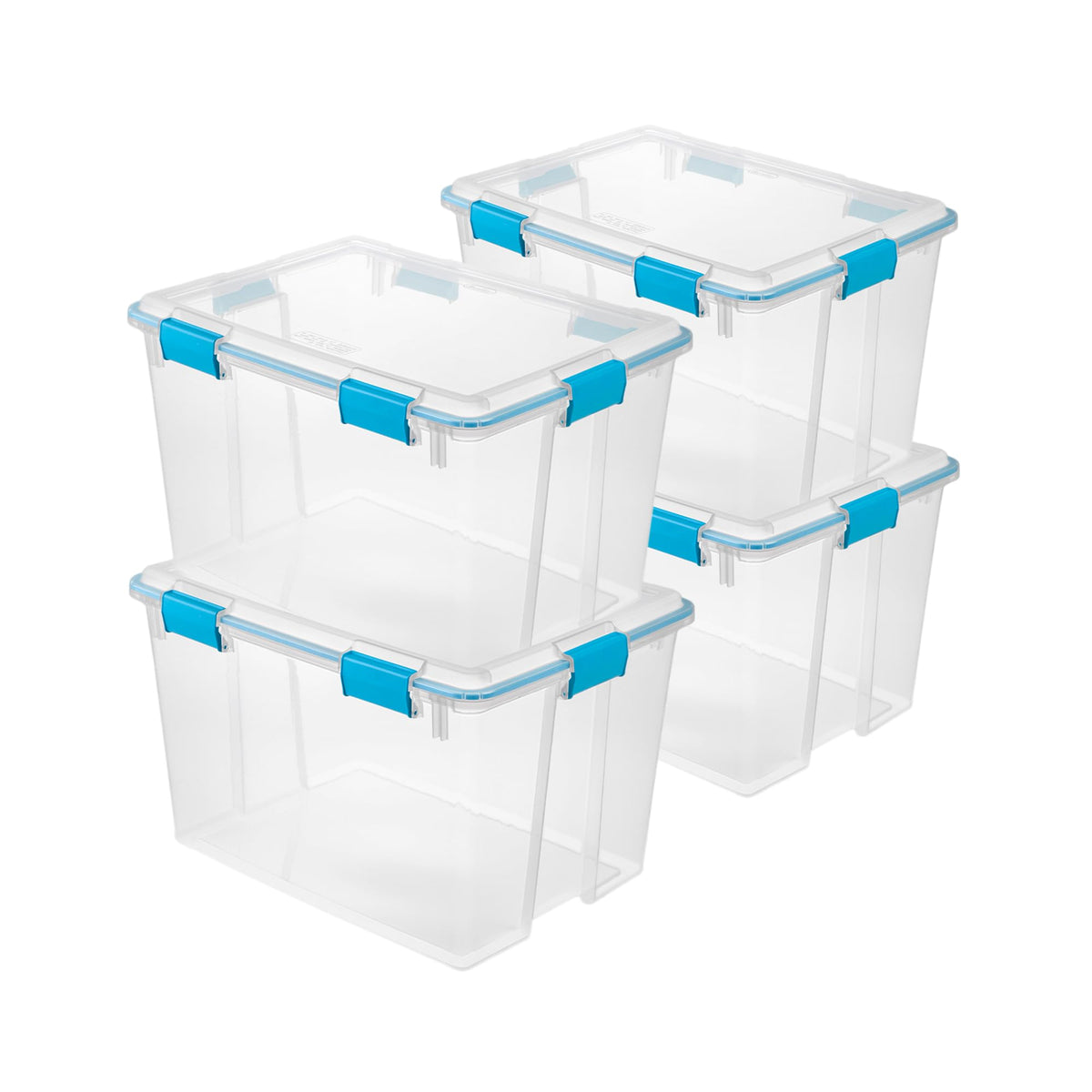 Sterilite 80 Qt Gasket Box, Stackable Storage Bin with Latching Lid and Tight Seal, Plastic Container to Organize Basement, Clear Base and Lid, 1-Pack