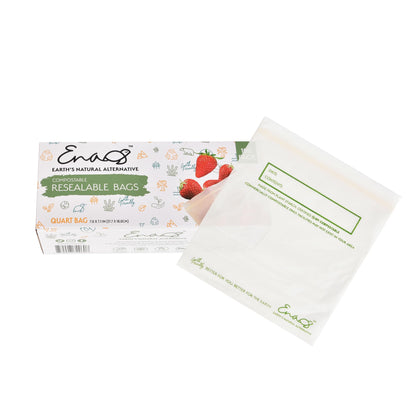100% Compostable Food Storage Bags - Gallon Size, 50 Pack, Eco-Friendly Freezer Bags, Resealable, Heavy-Duty, Reusable, Off-White Leak Proof, Food Grade by Earth's Natural Alternative