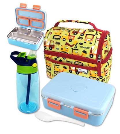 kinsho Stainless Steel Bento Box Lunch Container for Boys Kids, Blue