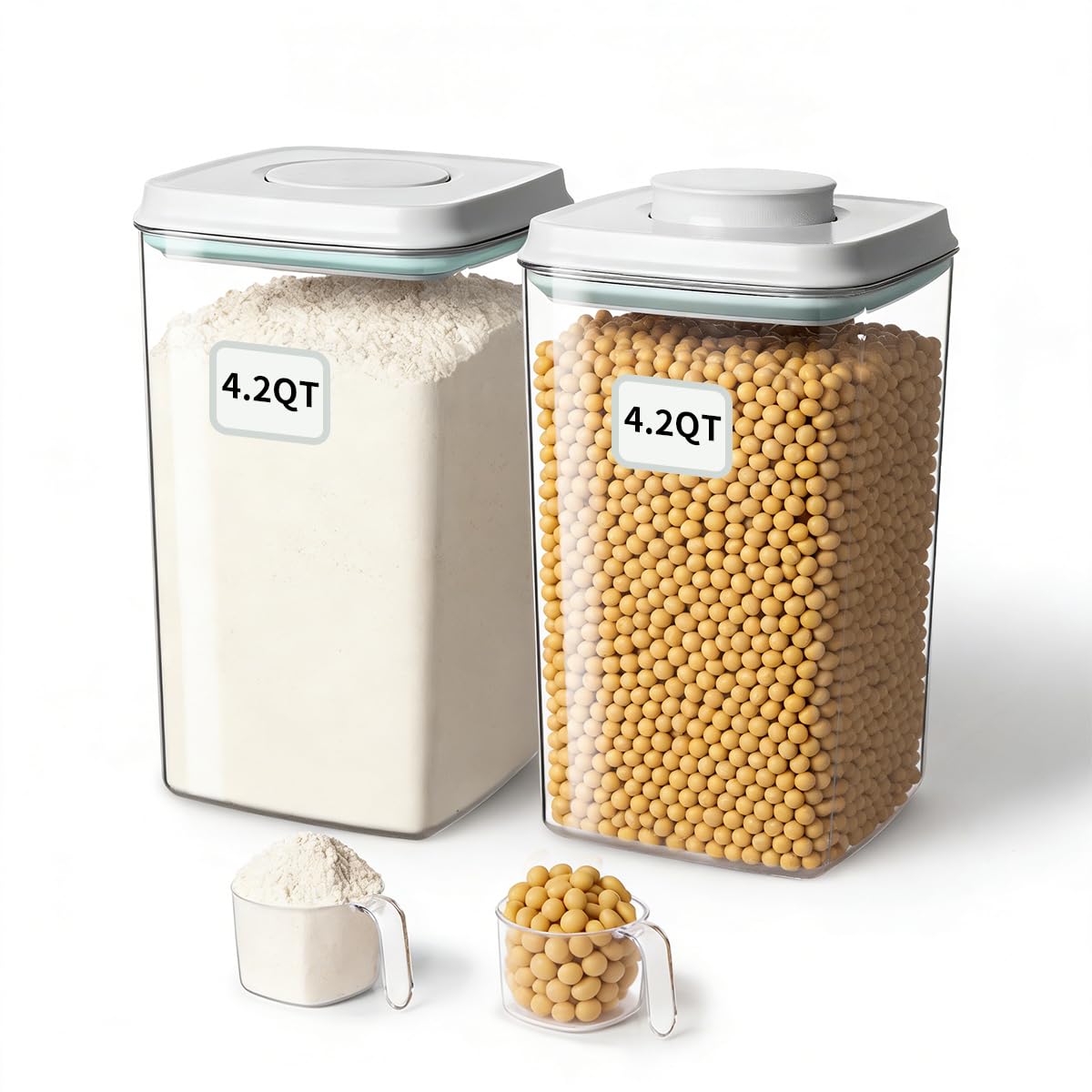 Airtight Food Storage Containers,1.3Qt 3Pcs Pop Food Containers with Lids, Stackable One Button Opening Kitchen Pantry Organizers and Storage, BPA-Free Food Containers Set for Snacks Candy Spices
