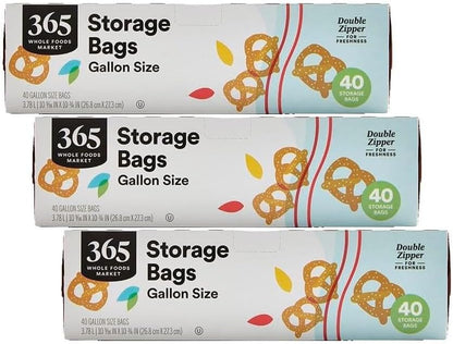 365 by Whole Foods Market, Gallon Size Storage Bags, Double Zipper, 40 Count