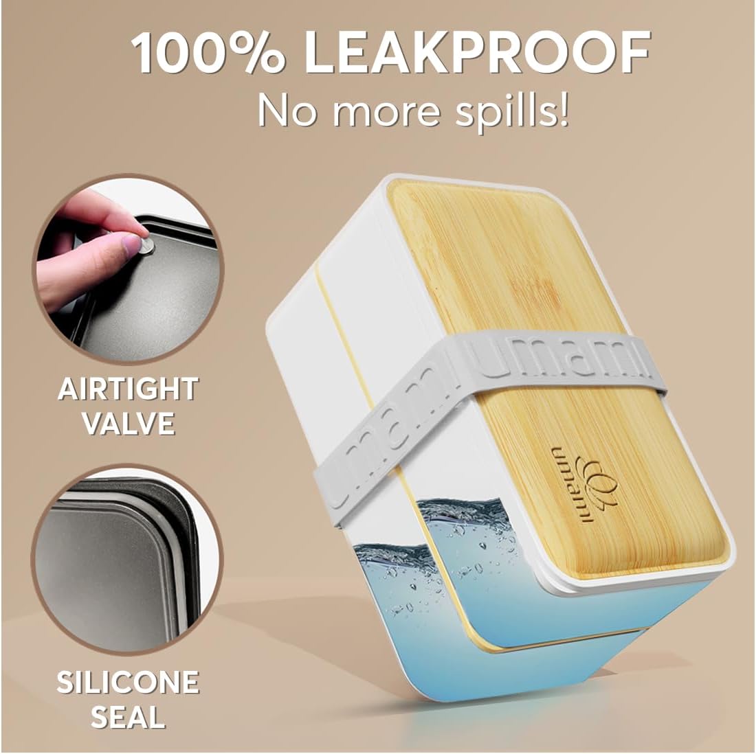 Umami Bento Box Adult, Leakproof, All-in-1 Lunch Containers for Adults