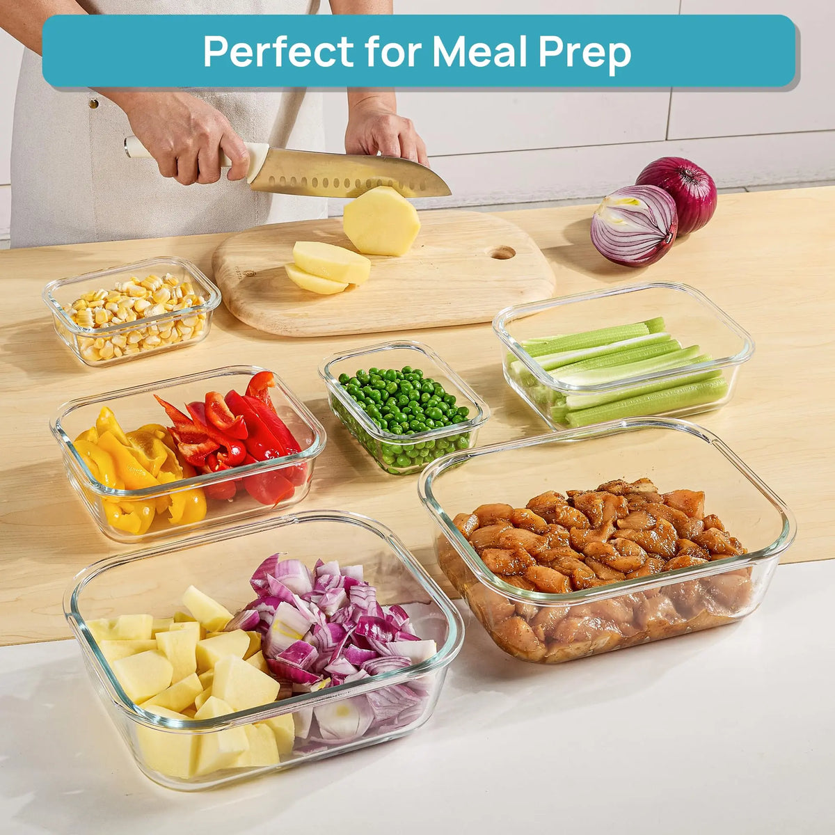 【Meal Prep】Vtopmart 18 Pack Glass Food Storage Containers with Lids -Stackable Design for Kitchen Utensils Oven Microwave Freezer Dishwasher Kitchenware Lunch Compartment Grey Rectangle Airtight Meal Prep,Large Storage,summerwins
