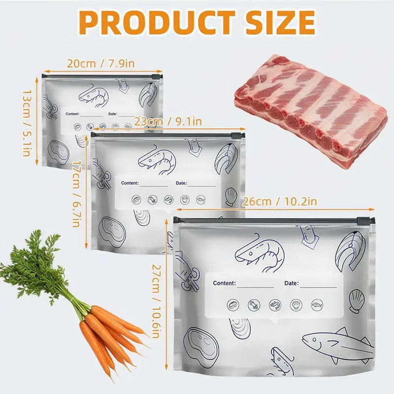 【TikTokShopBlackFriday】New reusable upgraded thickened upright aluminum foil sealing storage bags, with labels and zipper locks, suitable for washable kitchen items like vegetables, fruits, and meat, perfect for Thanksgiving, Christmas, and New Year gifts