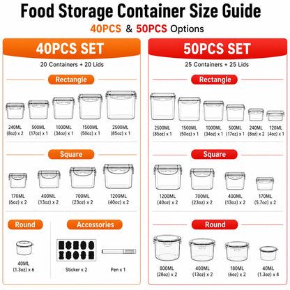 AISOON 40-Piece Rectangular Plastic Airtight Food Storage Containers Set (20 Containers + 20 Lids) - Leak-Proof, Reusable, Microwave & Dishwasher Safe for Lunch Packing, Packing Lunch for My Kid, Food Hacks