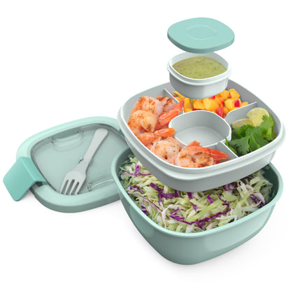 Bentgo Salad Container, Lunch Bowl with 4-Compartment Toppings Tray, 54 oz
