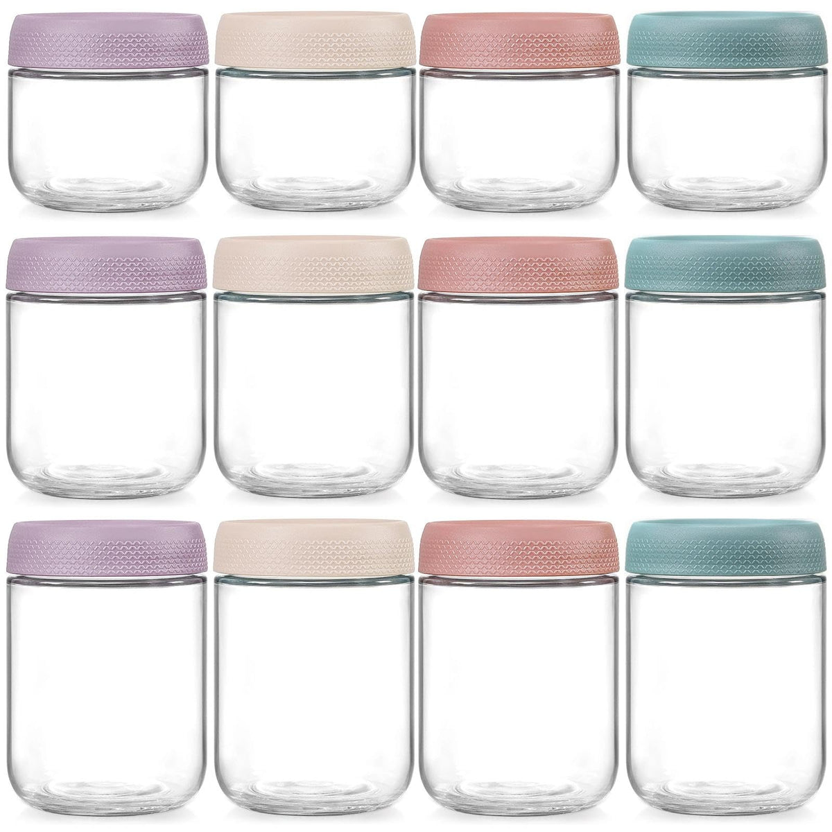NETANY 6-pack 16 oz Overnight Oats Containers with Lids, Glass jars with Airtight Lids, Wide mouth Mason Salad jars, Glass Food Storage Containers for Snacks Yogurt Spice Sugar