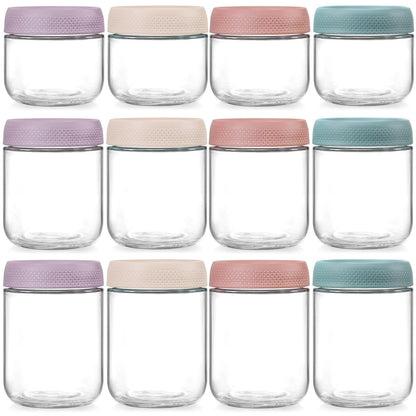 NETANY 6-pack 16 oz Overnight Oats Containers with Lids, Glass jars with Airtight Lids, Wide mouth Mason Salad jars, Glass Food Storage Containers for Snacks Yogurt Spice Sugar