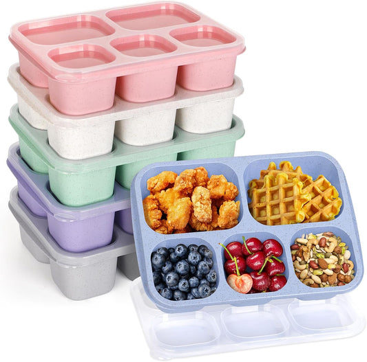 Korlon 6 Pack Bento Box Adult 5 Compartments, Reusable Lunchable Container