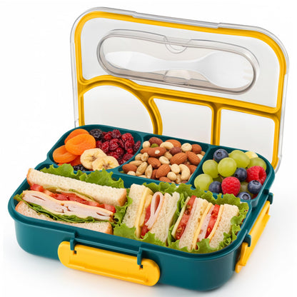 Bento Box for Adults,4 Compartments Lunch Box, Snack Containers Reusable Lunch Containers Drop-Proof, Dishwasher Safe & Made with BPA-Free Materials, Pink