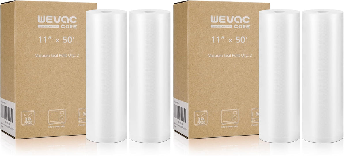 Wevac Vacuum Sealer Bags for Food 11x50 2 Rolls, Fit Food Saver Machines