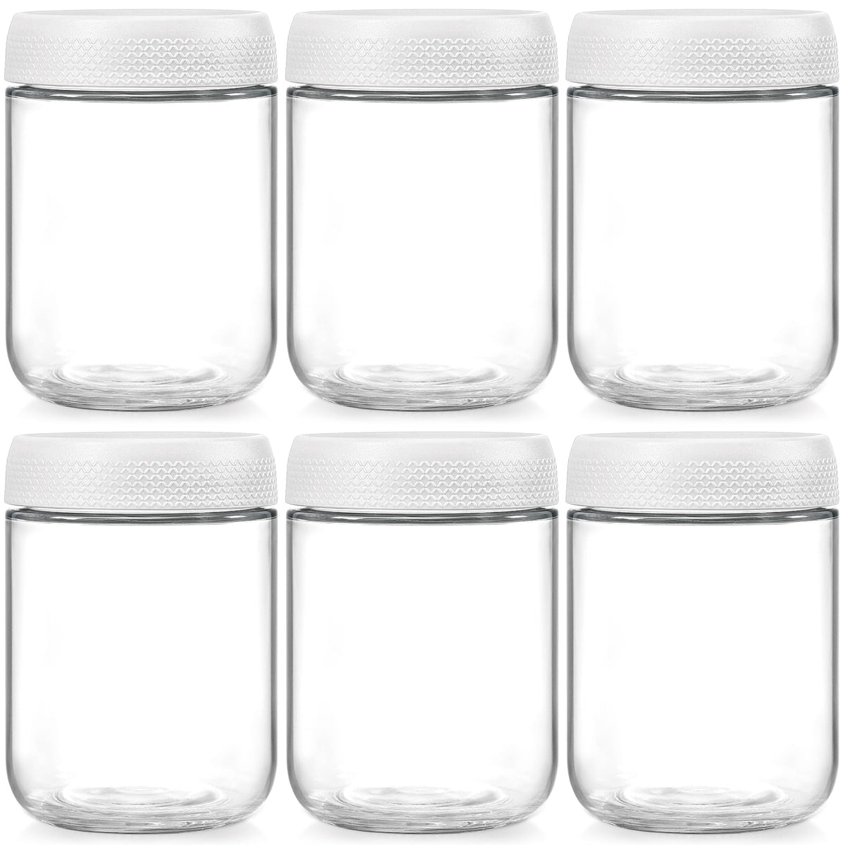NETANY 6-pack 16 oz Overnight Oats Containers with Lids, Glass jars with Airtight Lids, Wide mouth Mason Salad jars, Glass Food Storage Containers for Snacks Yogurt Spice Sugar