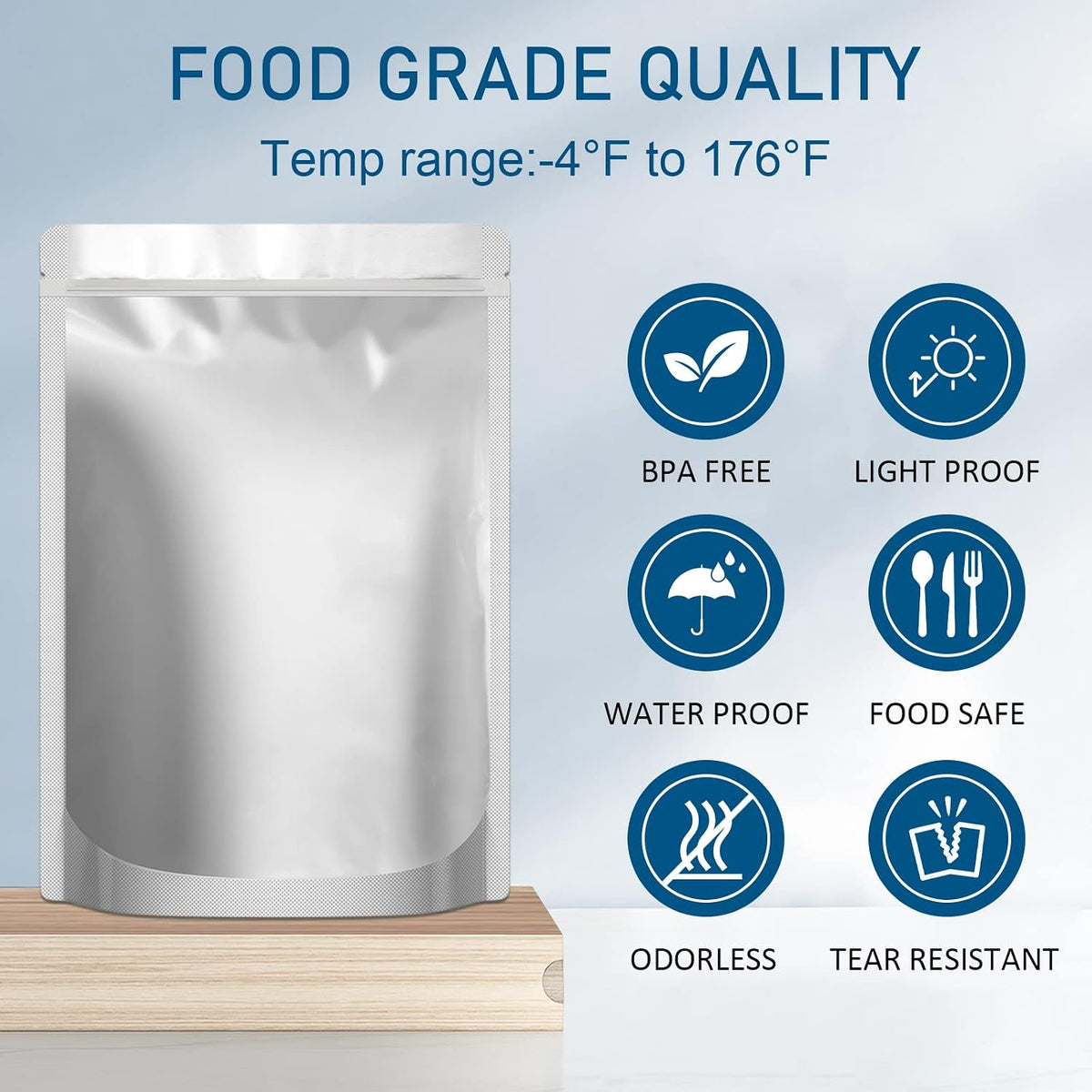 100pcs Mylar Bags 1 QUART - Thick 9.4 Mil - 7"x10" Airtight Vacuum Sealing Sealable Mylar Bags for Long Term Food Storage, Odor Free Heat Resistant - Light and Moisture Proof Fresh Saver Packs (100)