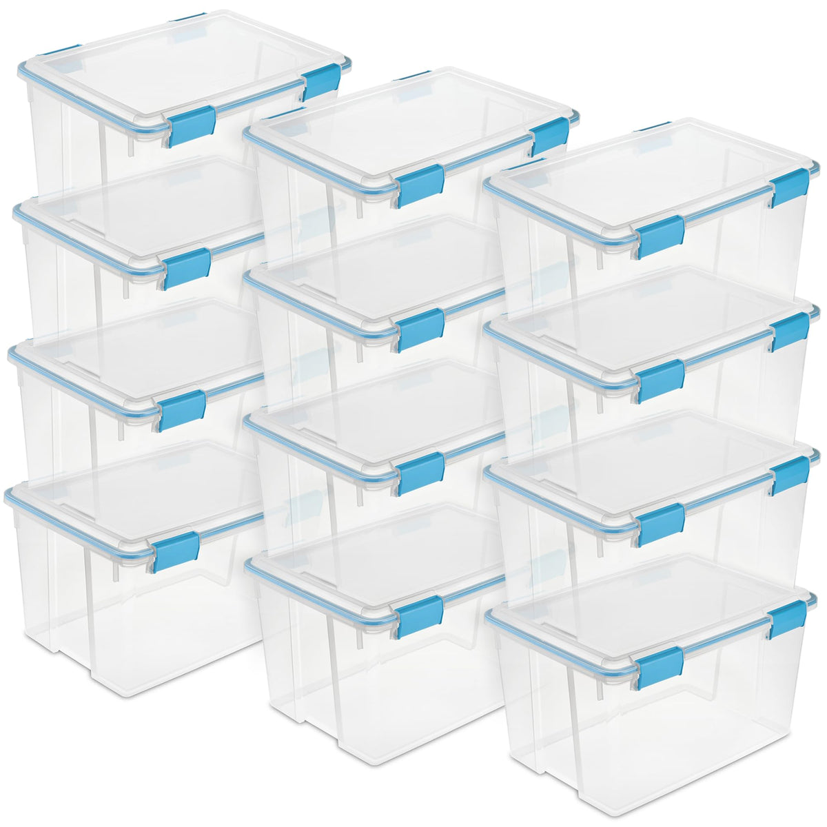 Sterilite 80 Qt Gasket Box, Stackable Storage Bin with Latching Lid and Tight Seal, Plastic Container to Organize Basement, Clear Base and Lid, 1-Pack