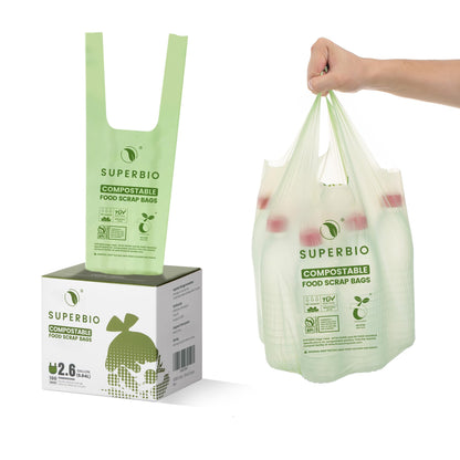 SUPERBIO 1.6 Gallon Compostable Food Scrap Bags For Counter Top Bin