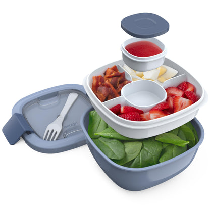 Bentgo Salad Container, Lunch Bowl with 4-Compartment Toppings Tray, 54 oz