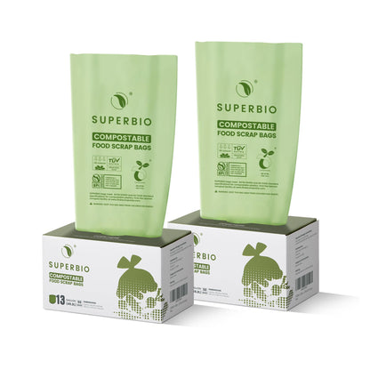 SUPERBIO 1.6 Gallon Compostable Food Scrap Bags For Counter Top Bin