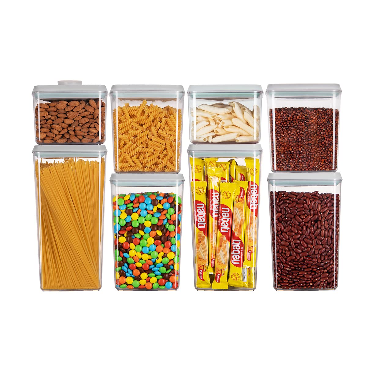 Ankou Airtight Pop Food Storage Container with Lid & 130ml Scoop, 4L/4.2qt BPA-Free Cereal, Rice, Flour, Pasta & Snack Container, Stackable & Durable,Kitchen Pantry Organizer