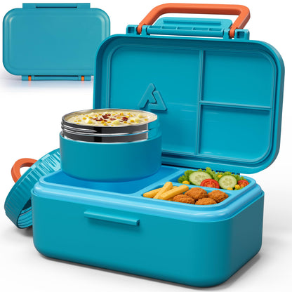 Bento Lunch Box 1283ML/ 43 oz with 391 ML/ 13 oz Food Jar, Ice Pack