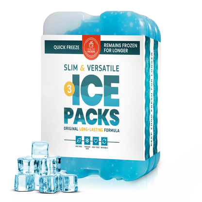 Healthy Packers Ice Packs for Lunch Boxes & Coolers - Freezer Packs - Original Cool Pack | Cooler Accessories for Beach, Camping & Fishing | Slim & Long-Lasting Reusable Ice Pack for Cooler