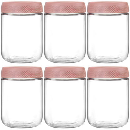 NETANY 6-pack 16 oz Overnight Oats Containers with Lids, Glass jars with Airtight Lids, Wide mouth Mason Salad jars, Glass Food Storage Containers for Snacks Yogurt Spice Sugar