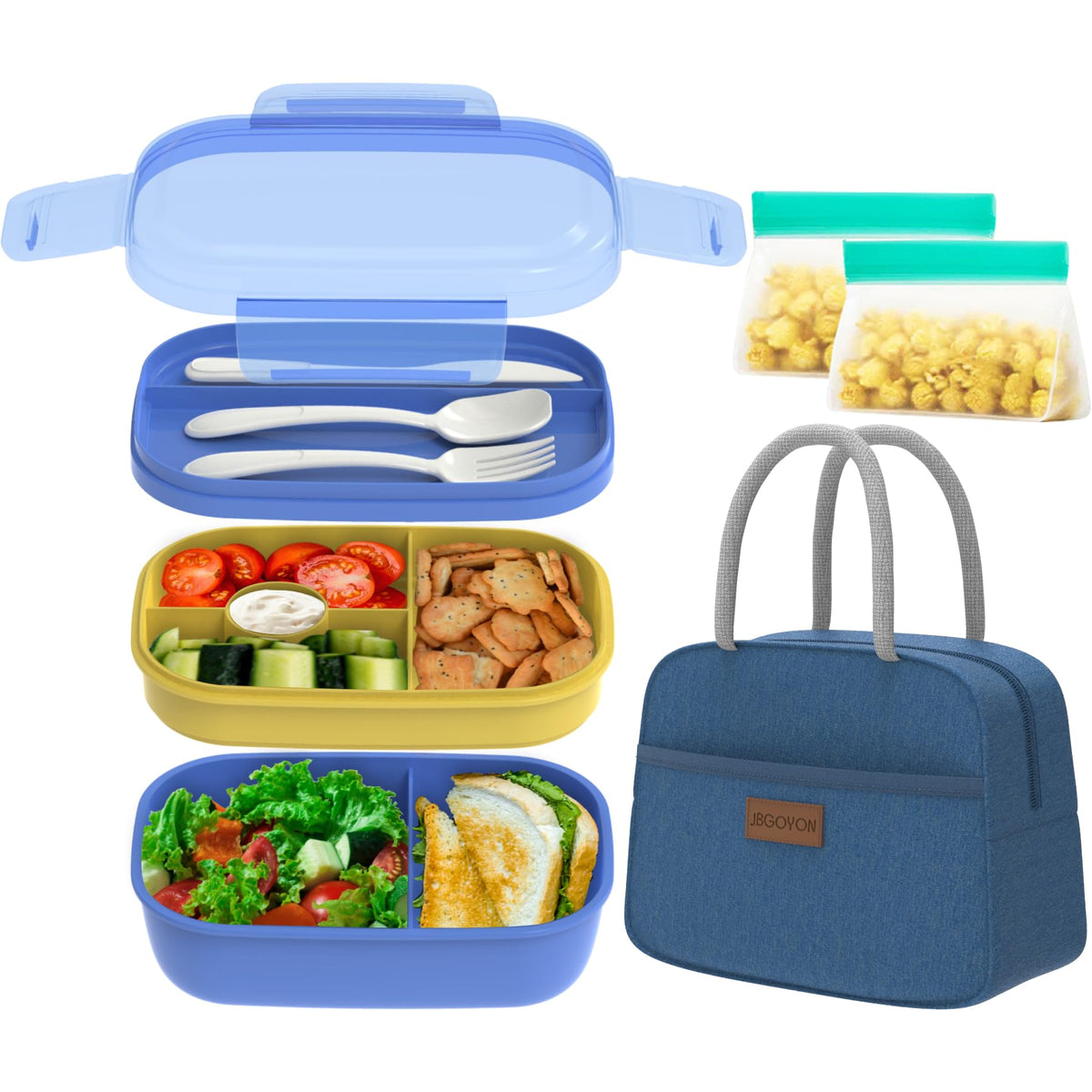 JBGOYON Leakproof Bento Box & Insulated Lunch Bag Set for School and Work