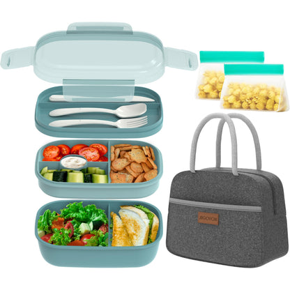 JBGOYON Leakproof Bento Box & Insulated Lunch Bag Set for School and Work