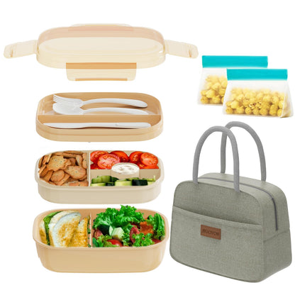 JBGOYON Leakproof Bento Box & Insulated Lunch Bag Set for School and Work