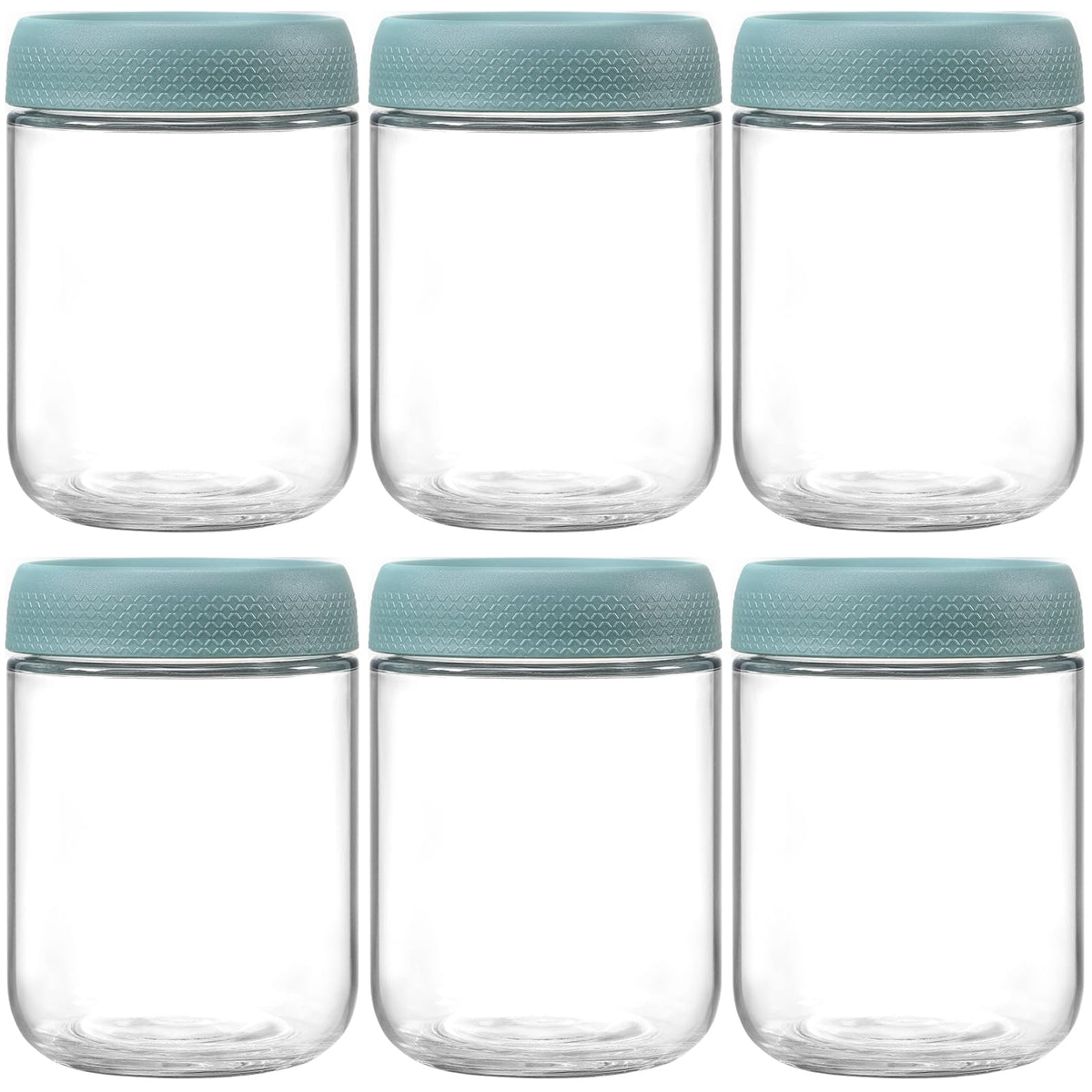 NETANY 6-pack 16 oz Overnight Oats Containers with Lids, Glass jars with Airtight Lids, Wide mouth Mason Salad jars, Glass Food Storage Containers for Snacks Yogurt Spice Sugar