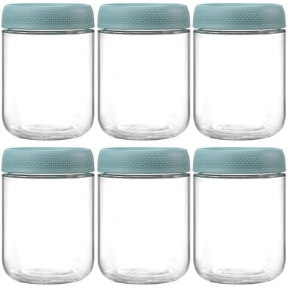 NETANY 6-pack 16 oz Overnight Oats Containers with Lids, Glass jars with Airtight Lids, Wide mouth Mason Salad jars, Glass Food Storage Containers for Snacks Yogurt Spice Sugar