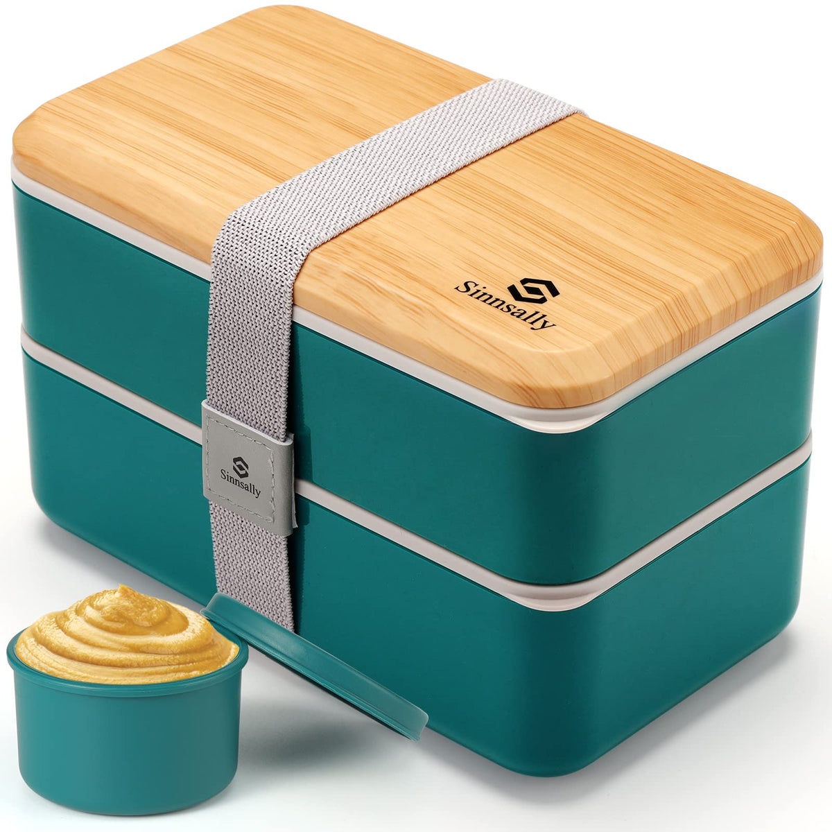 Sinnsally Bento Box Adult Lunch Box with Compartments for Women & Men,(47oz)Stackable Japanese Bento Lunchbox,Rectangle Lunchable Food Container with Utensil Set,Leak-Proof & Microwave/Dishwasher Safe