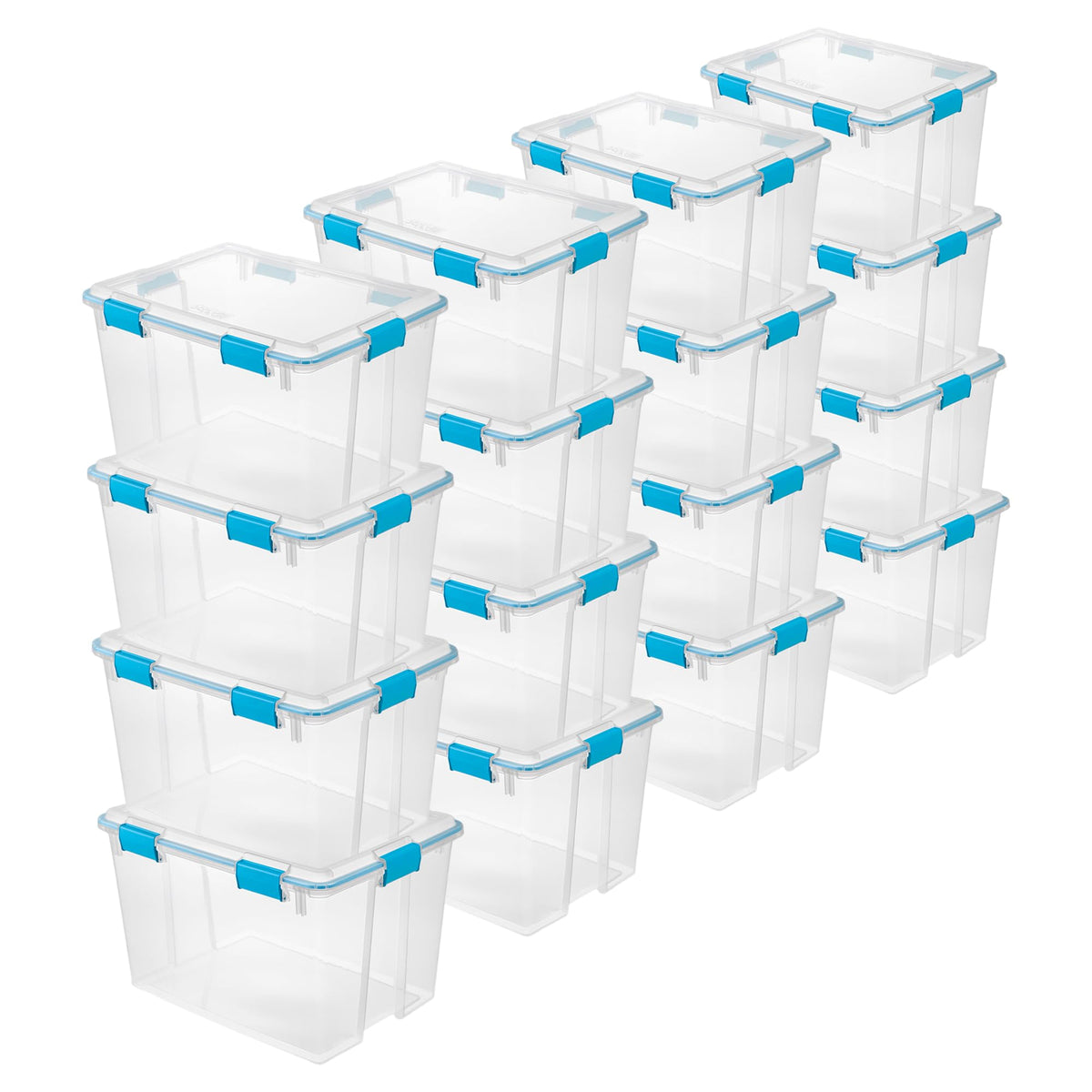 Sterilite 80 Qt Gasket Box, Stackable Storage Bin with Latching Lid and Tight Seal, Plastic Container to Organize Basement, Clear Base and Lid, 1-Pack