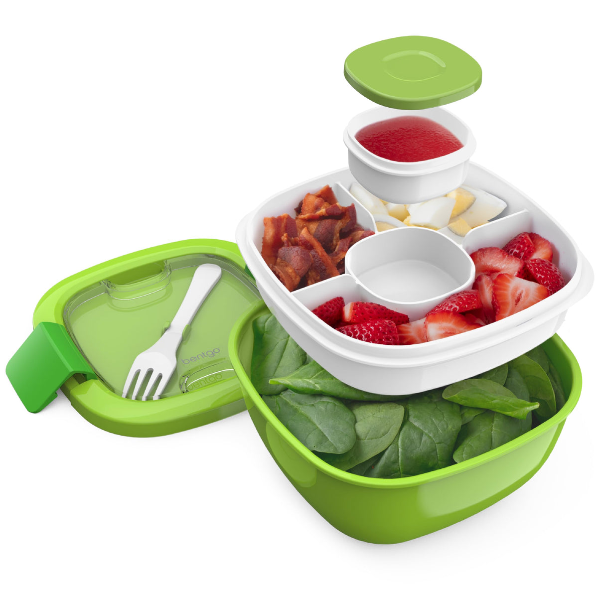 Bentgo Salad Container, Lunch Bowl with 4-Compartment Toppings Tray, 54 oz