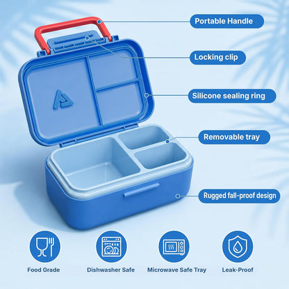 Bento Lunch Box 1283ML/ 43 oz with 391 ML/ 13 oz Food Jar, Ice Pack