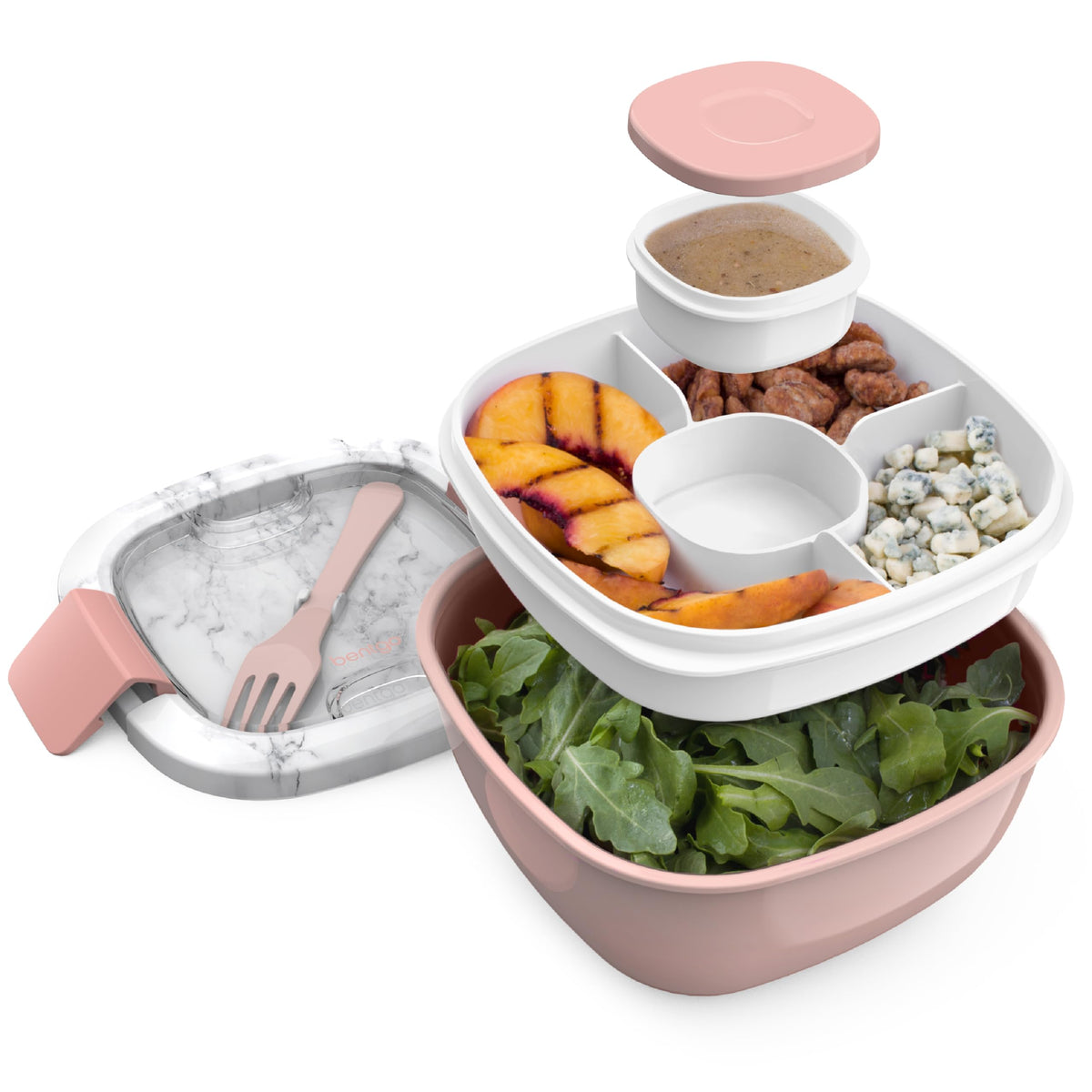 Bentgo Salad Container, Lunch Bowl with 4-Compartment Toppings Tray, 54 oz
