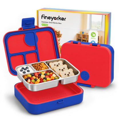 Kids Stainless Steel Bento Lunch Box, 4 Compartments
