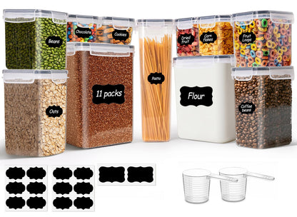 ComSaf Airtight Flour and Sugar Container 2.6Qt & 5.5Qt 3Pack, Wide Mouth