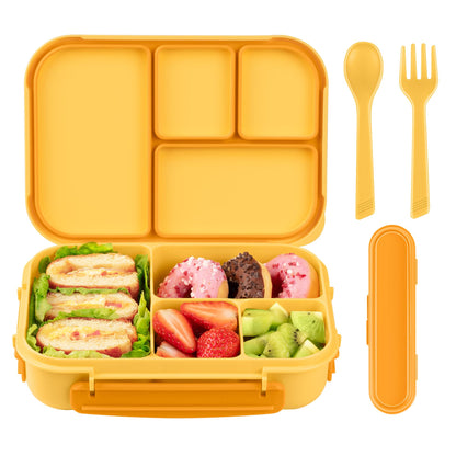 Amathley Lunch Box Kids,Bento Box Adult,Leakproof Lunch Containers for Adults/Kids/Toddler,1200ML-4 Compartments bento Lunch box with Utensil,Microwave & Dishwasher & Freezer Safe (Dark Gray)