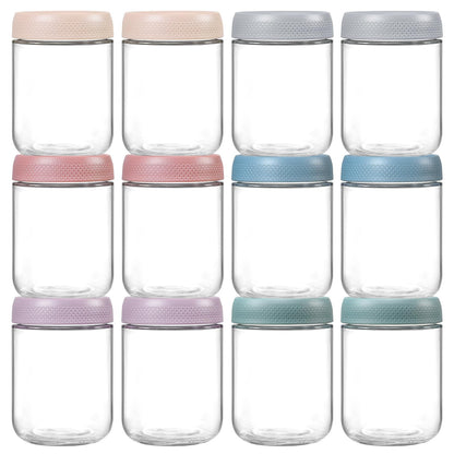 NETANY 6-pack 16 oz Overnight Oats Containers with Lids, Glass jars with Airtight Lids, Wide mouth Mason Salad jars, Glass Food Storage Containers for Snacks Yogurt Spice Sugar