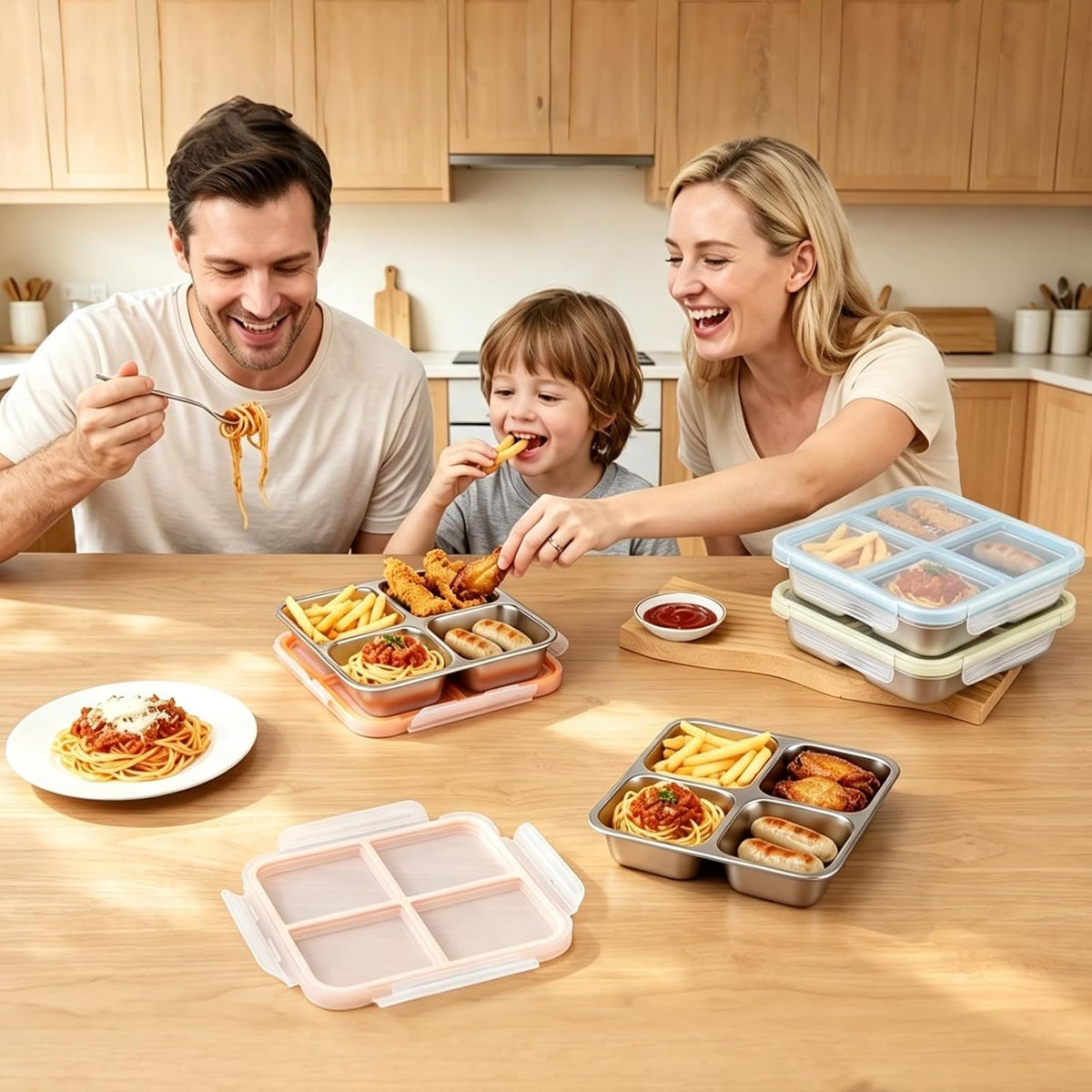 4 Pack Stainless Steel Snack Containers with Lids 24 oz