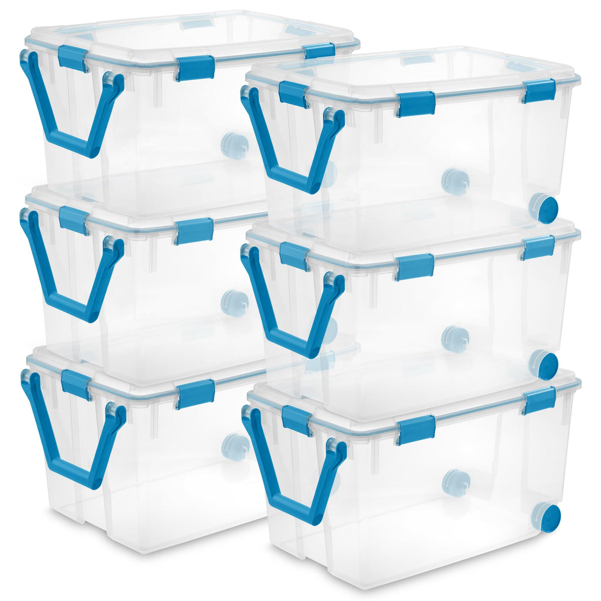 Sterilite 80 Qt Gasket Box, Stackable Storage Bin with Latching Lid and Tight Seal, Plastic Container to Organize Basement, Clear Base and Lid, 1-Pack