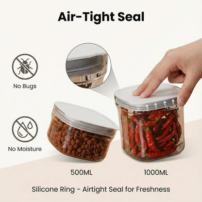 Airtight Food Storage Containers with Lids, 4 Pcs Set BPA Free Clear Sturdy Kitchen Pantry Organization Canisters for Herbs, Coffee, Tea - Keeps Food Fresh & Dry (Transparent-4pcs)