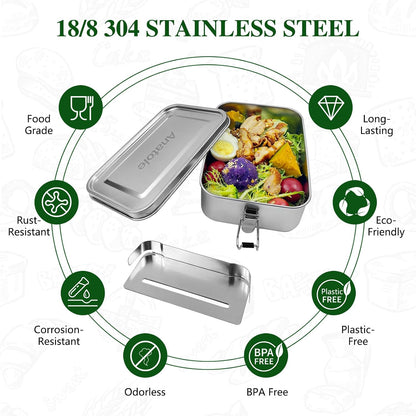 Anatole 304 Stainless Steel Bento Box 47oz Leak-Proof Lunch Box 1 Divider